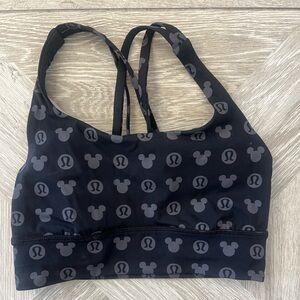Lululemon x Disney Collab Black Active Sports Bra with Mickey Print Size 4